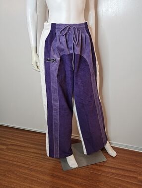 NWOT Visionary Club Purple Unisex Corduroy Track Pants w Contrast Side Panels